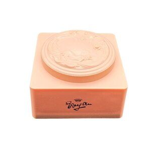 Vintage Evyann White Shoulders Art Nouveau Pink Powder Box with Embossed Lid